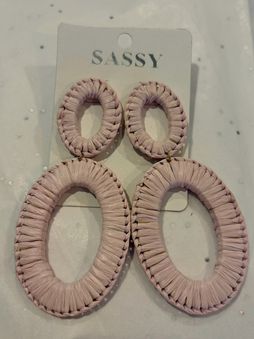 NWT Pink Woven Oval Drop Earrings